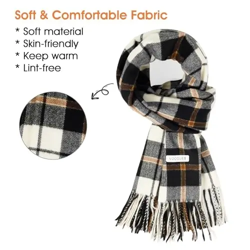 Women's Winter Scarf Large Warm Shawl Classic Tassel Plaid Oversized Scarves Thick Wraps - 2