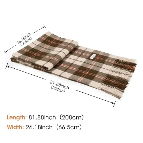 Women's Winter Scarf Large Warm Shawl Classic Tassel Plaid Oversized Scarves Thick Wraps - 3