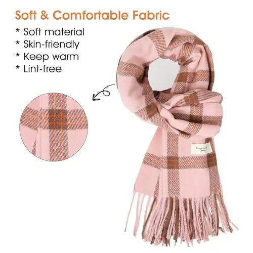 Women's Winter Scarf Large Warm Shawl Classic Tassel Plaid Oversized Scarves Thick Wraps - 2