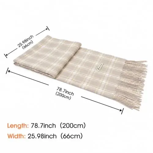 Women's Winter Scarf Large Warm Shawl Wraps Plaid Oversized Thick Scarves - 4