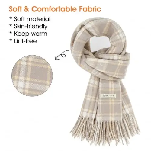 Women's Winter Scarf Large Warm Shawl Wraps Plaid Oversized Thick Scarves - WOMEN'S (1)