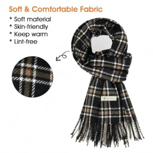 Women's Winter Scarf Large Warm Shawl Wraps Plaid Oversized Thick Scarves - 2