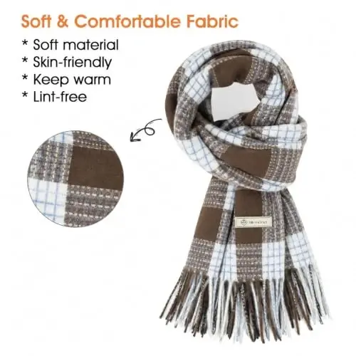 Women's Winter Scarf Large Warm Shawl Wraps Plaid Oversized Thick Scarves - 2