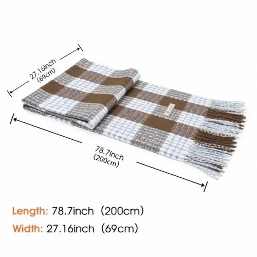 Women's Winter Scarf Large Warm Shawl Wraps Plaid Oversized Thick Scarves - 3