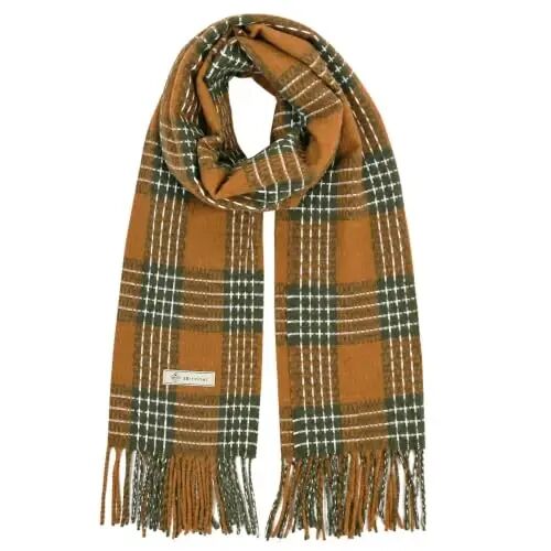 Women's Winter Scarf Large Warm Shawl Wraps Plaid Oversized Thick Scarves - 1