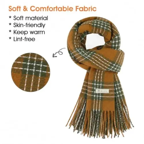 Women's Winter Scarf Large Warm Shawl Wraps Plaid Oversized Thick Scarves - WOMEN'S (1)