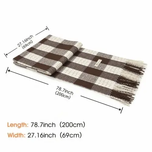 Women's Winter Scarf Large Warm Shawl Wraps Plaid Oversized Thick Scarves - 3