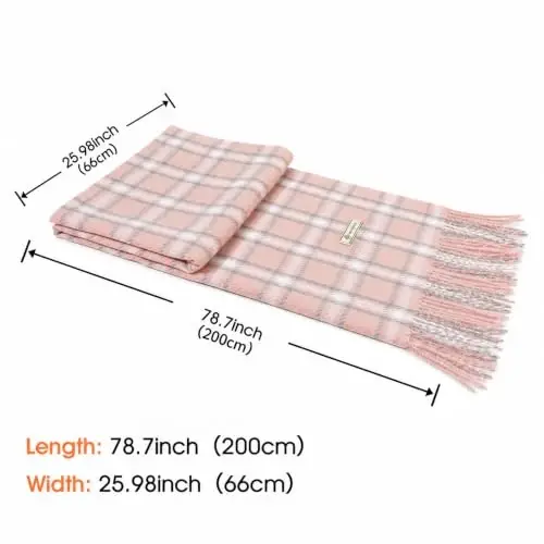 Women's Winter Scarf Large Warm Shawl Wraps Plaid Oversized Thick Scarves - 4