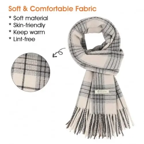 Women's Winter Scarf Large Warm Shawl Wraps Plaid Oversized Thick Scarves - 2