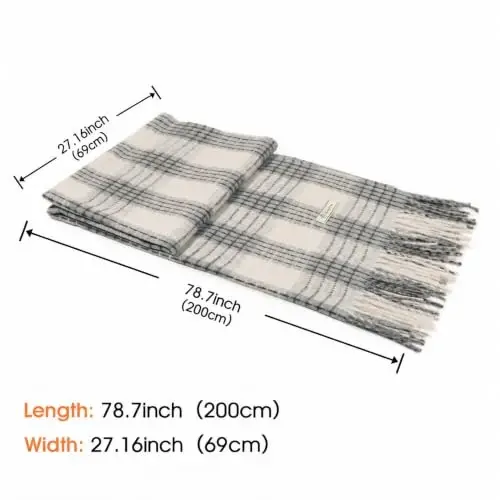 Women's Winter Scarf Large Warm Shawl Wraps Plaid Oversized Thick Scarves - 3