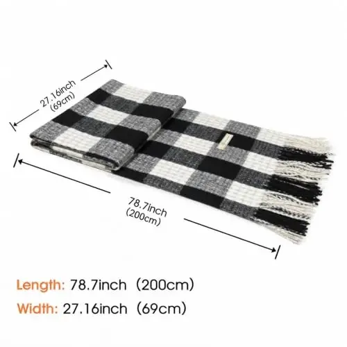 Women's Winter Scarf Large Warm Shawl Wraps Plaid Oversized Thick Scarves - 3