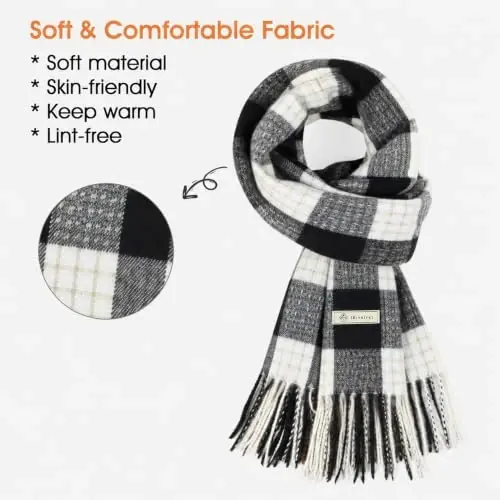 Women's Winter Scarf Large Warm Shawl Wraps Plaid Oversized Thick Scarves - WOMEN'S (1)