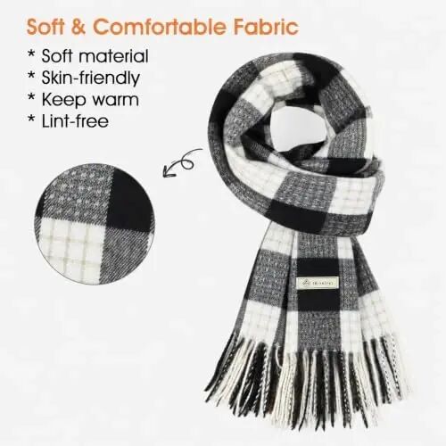Women's Winter Scarf Large Warm Shawl Wraps Plaid Oversized Thick Scarves - WOMEN'S (1)