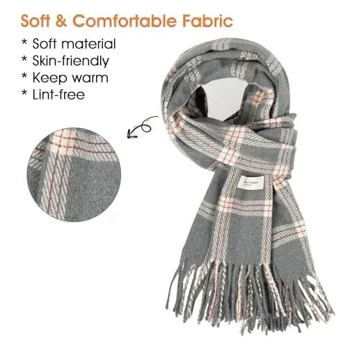 Women's Winter Scarf Large Warm Shawl Wraps Plaid Oversized Thick Scarves - WOMEN'S (1)