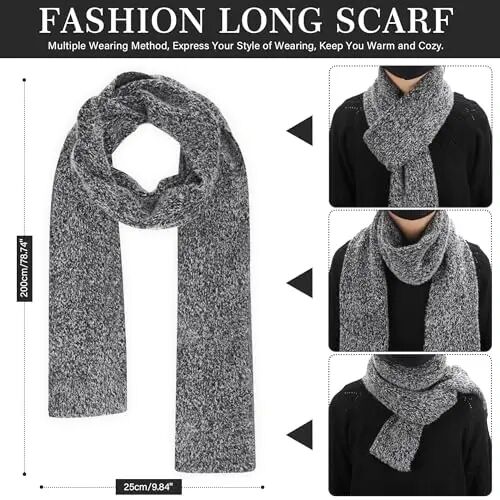 Womens Winter Warm Knit Beanie Hat Touchscreen Gloves Long Neck Scarf Set with Fleece Lined Skull Caps Gifts for Women - 4