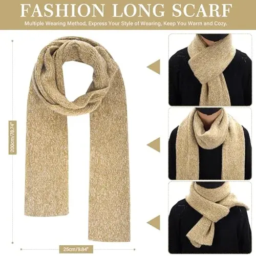 Womens Winter Warm Knit Beanie Hat Touchscreen Gloves Long Neck Scarf Set with Fleece Lined Skull Caps Gifts for Women - 5