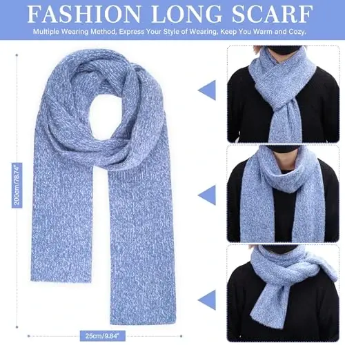 Womens Winter Warm Knit Beanie Hat Touchscreen Gloves Long Neck Scarf Set with Fleece Lined Skull Caps Gifts for Women - 5