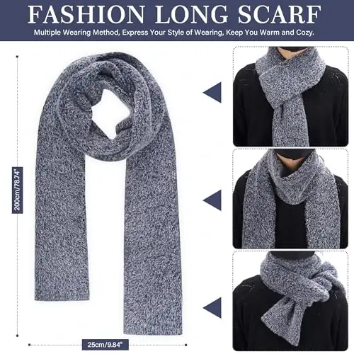 Womens Winter Warm Knit Beanie Hat Touchscreen Gloves Long Neck Scarf Set with Fleece Lined Skull Caps Gifts for Women - 5