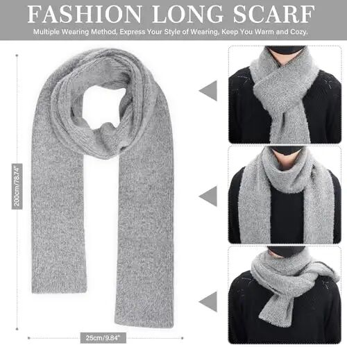 Womens Winter Warm Knit Beanie Hat Touchscreen Gloves Long Neck Scarf Set with Fleece Lined Skull Caps Gifts for Women - 4