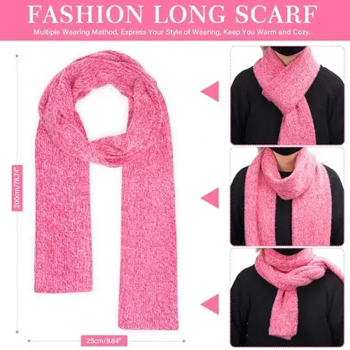 Womens Winter Warm Knit Beanie Hat Touchscreen Gloves Long Neck Scarf Set with Fleece Lined Skull Caps Gifts for Women - 4