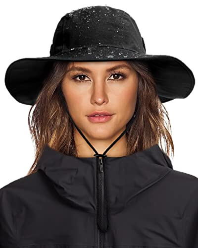 Womens Winter Waterproof Bucket Hat Warm Fleece Lined Rain Hat UPF50+ Mens Outdoor Adventure Research Hiking Safari Cap - 1