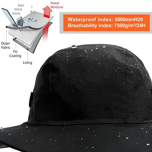 Womens Winter Waterproof Bucket Hat Warm Fleece Lined Rain Hat UPF50+ Mens Outdoor Adventure Research Hiking Safari Cap - 4