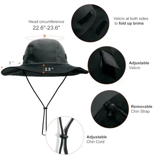 Womens Winter Waterproof Bucket Hat Warm Fleece Lined Rain Hat UPF50+ Mens Outdoor Adventure Research Hiking Safari Cap - 4