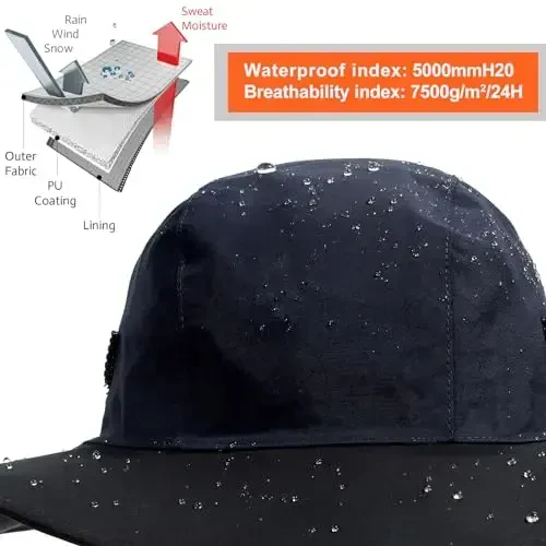 Womens Winter Waterproof Bucket Hat Warm Fleece Lined Rain Hat UPF50+ Mens Outdoor Adventure Research Hiking Safari Cap - 4