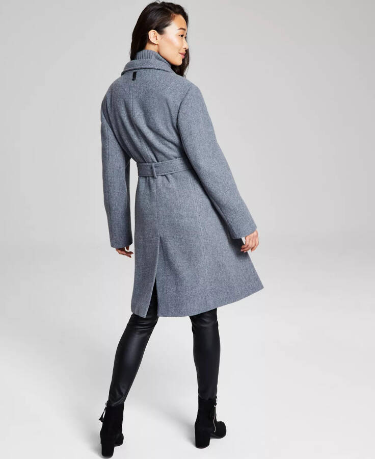 Women's Wool Blend Belted Wrap Coat, Created for Modazone Medium Grey - 2