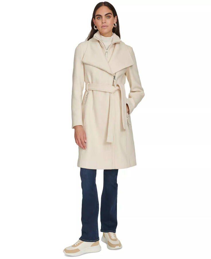 Womens Wool Blend Belted Wrap Coat, Created for Modazone-Nude - 1