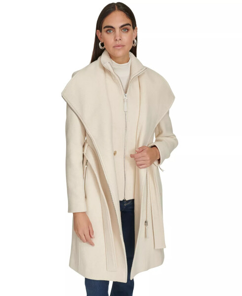 Womens Wool Blend Belted Wrap Coat, Created for Modazone-Nude - 4