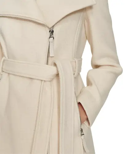Womens Wool Blend Belted Wrap Coat, Created for Modazone-Nude - 5