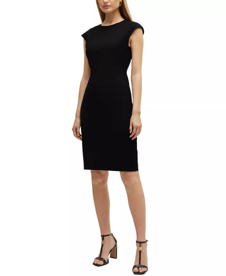 Women's Wool Cap Sleeve Slim-Fit Dress Black - 1