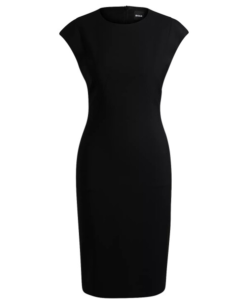 Women's Wool Cap Sleeve Slim-Fit Dress Black - 2