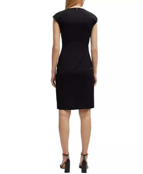 Women's Wool Cap Sleeve Slim-Fit Dress Black - 4