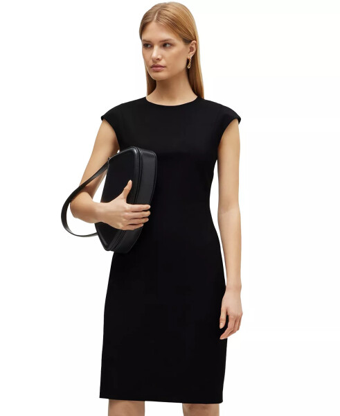 Women's Wool Cap Sleeve Slim-Fit Dress Black - 1