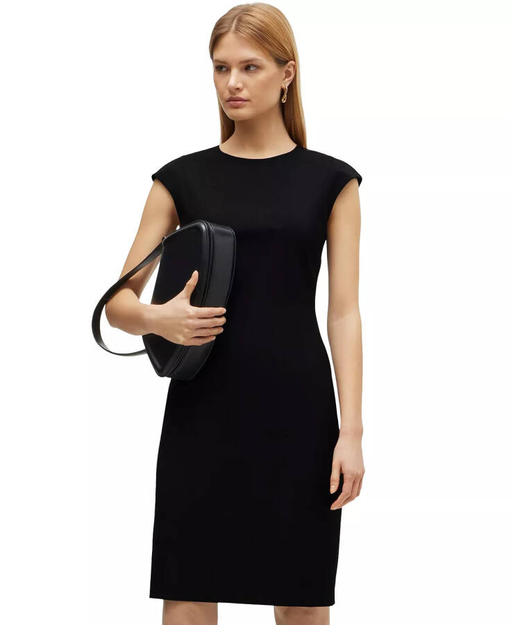 Women's Wool Cap Sleeve Slim-Fit Dress Black - 1