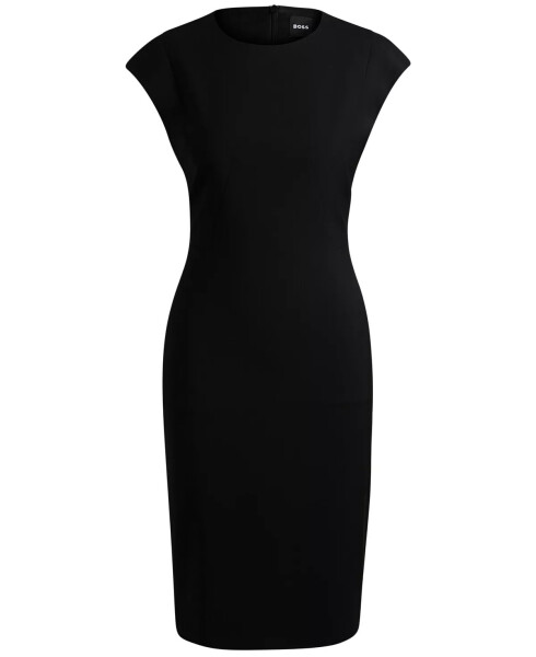 Women's Wool Cap Sleeve Slim-Fit Dress Black - 2