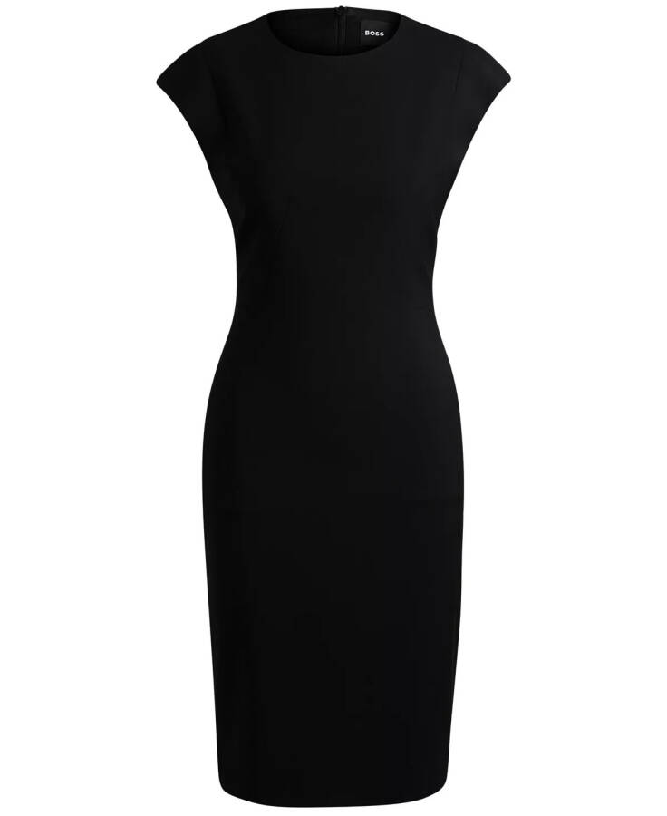 Women's Wool Cap Sleeve Slim-Fit Dress Black - 2