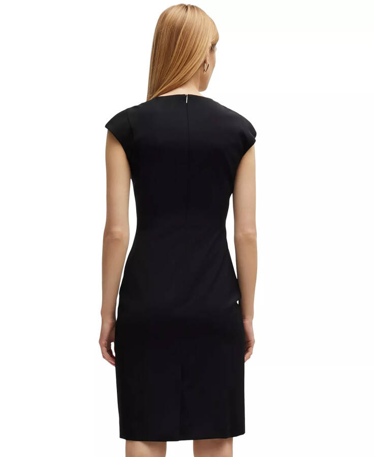 Women's Wool Cap Sleeve Slim-Fit Dress Black - 3