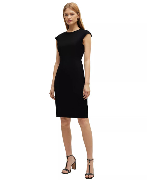 Women's Wool Cap Sleeve Slim-Fit Dress Black - 4