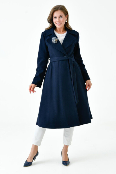 Women's Wool Coat with Belt VLN712701 - 2