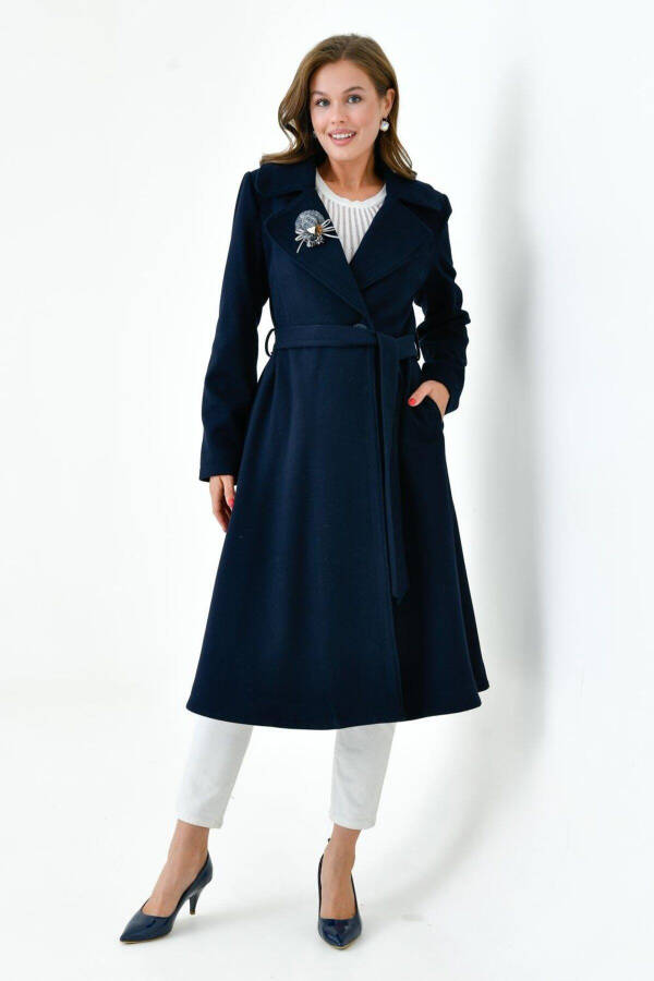 Women's Wool Coat with Belt VLN712701 - 4