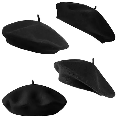 Women's Wool French Beret Chic Solid Beanie Hat Stretchable Classic Beret - 3