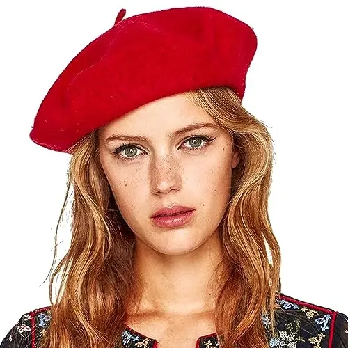 Womens Wool French Beret Chic Solid Beanie Hat Stretchable Classic Beret - 1