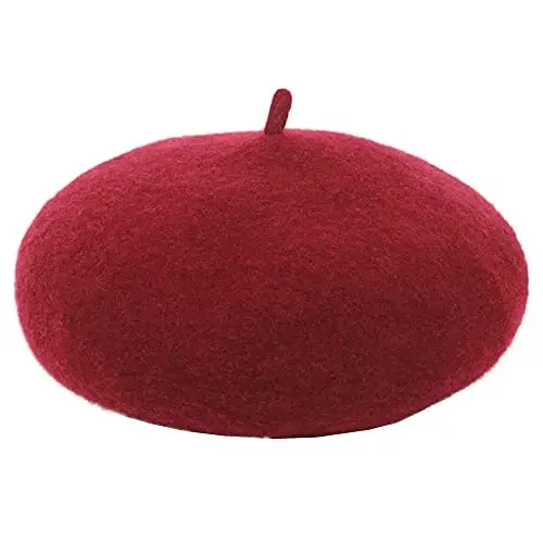 Womens Wool French Beret Chic Solid Beanie Hat Stretchable Classic Beret - 1