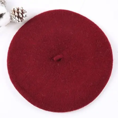Womens Wool French Beret Chic Solid Beanie Hat Stretchable Classic Beret - WOMENS (1)