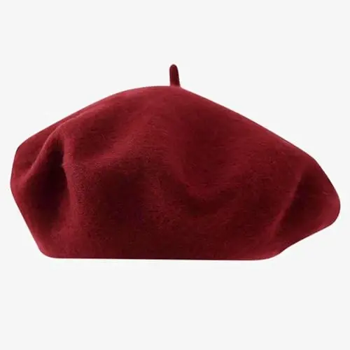 Womens Wool French Beret Chic Solid Beanie Hat Stretchable Classic Beret - 3