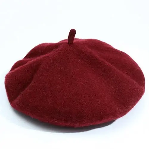 Womens Wool French Beret Chic Solid Beanie Hat Stretchable Classic Beret - 4