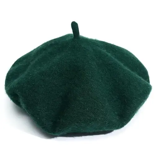 Womens Wool French Beret Chic Solid Beanie Hat Stretchable Classic Beret - WOMENS (1)
